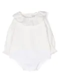 La Stupenderia polka-dot ruffle-collar cotton body - White