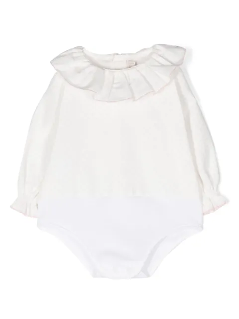 La Stupenderia polka-dot ruffle-collar cotton body