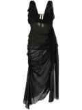 Blumarine draped sheer silk dress - Black