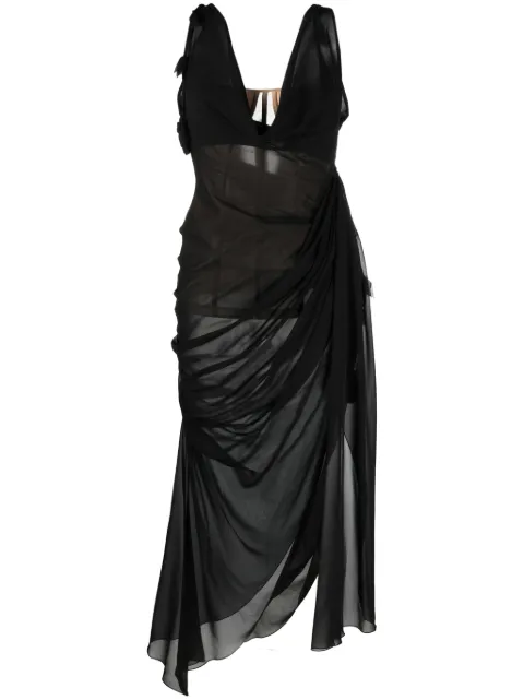 Blumarine draped sheer silk dress