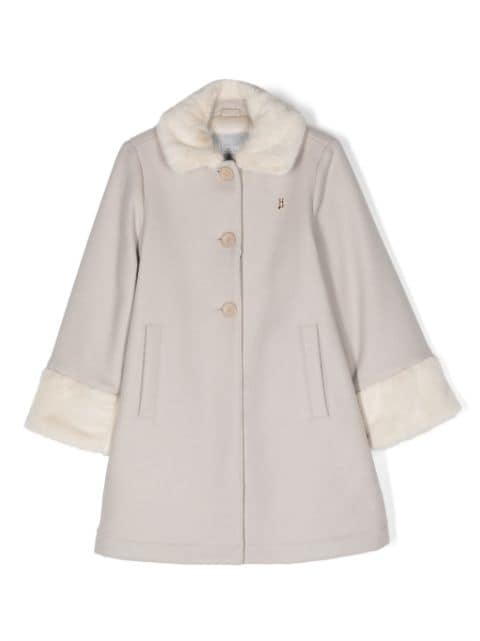 Herno Kids spread-collar single-breasted coat