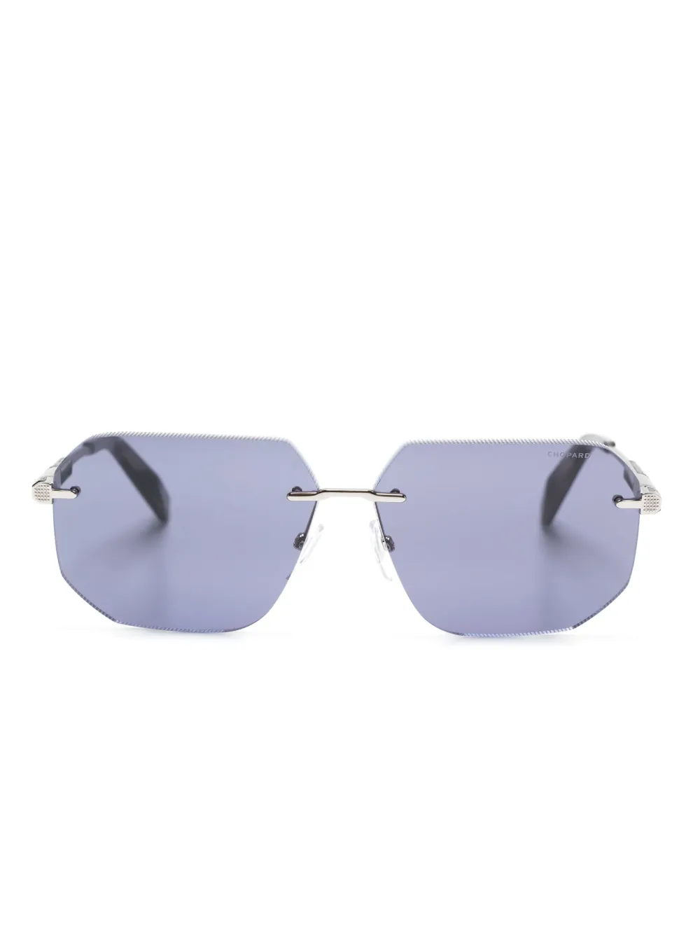 Chopard Eyewear logo-engraved geometric-frame sunglasses | Grey | Image 1