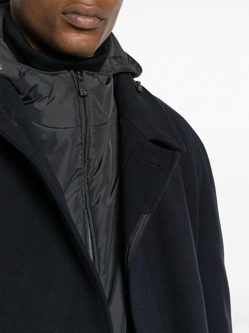 Corneliani Hooded Single-breasted Coat In Blau