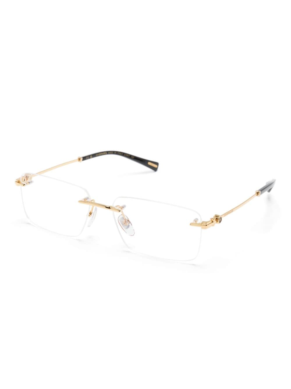 Shop Chopard Eyewear Logo-engraved Rectangle-frame Glasses In Gold