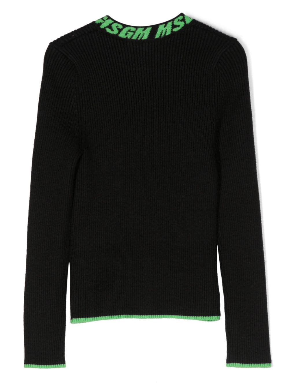 Shop Msgm Intarsia-knit Ribbed Jumper In Black
