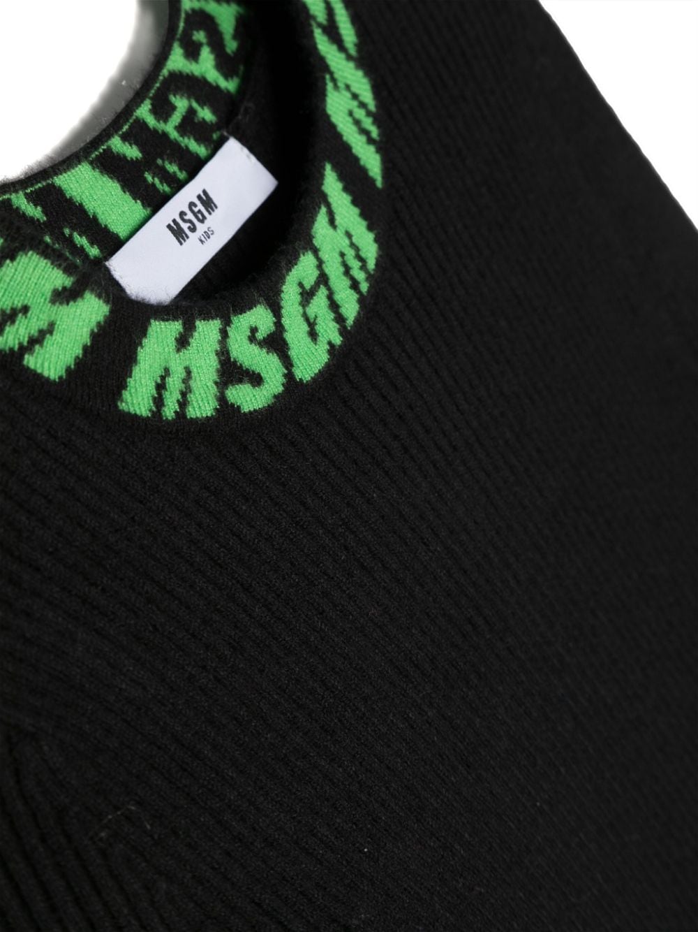 Shop Msgm Intarsia-knit Ribbed Jumper In Black