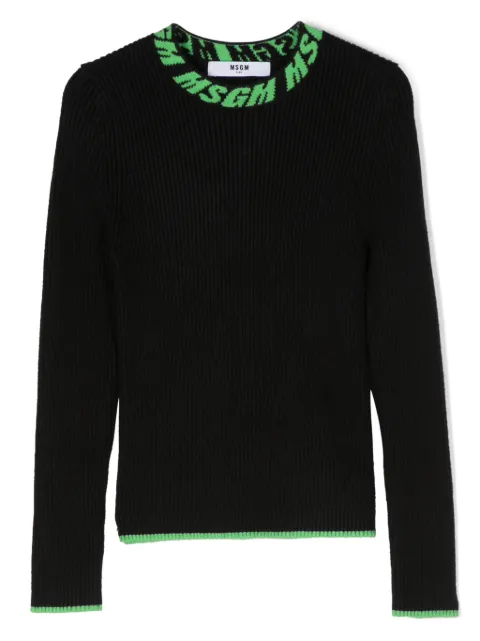 MSGM Kids suéter tejido de canalé en intarsia