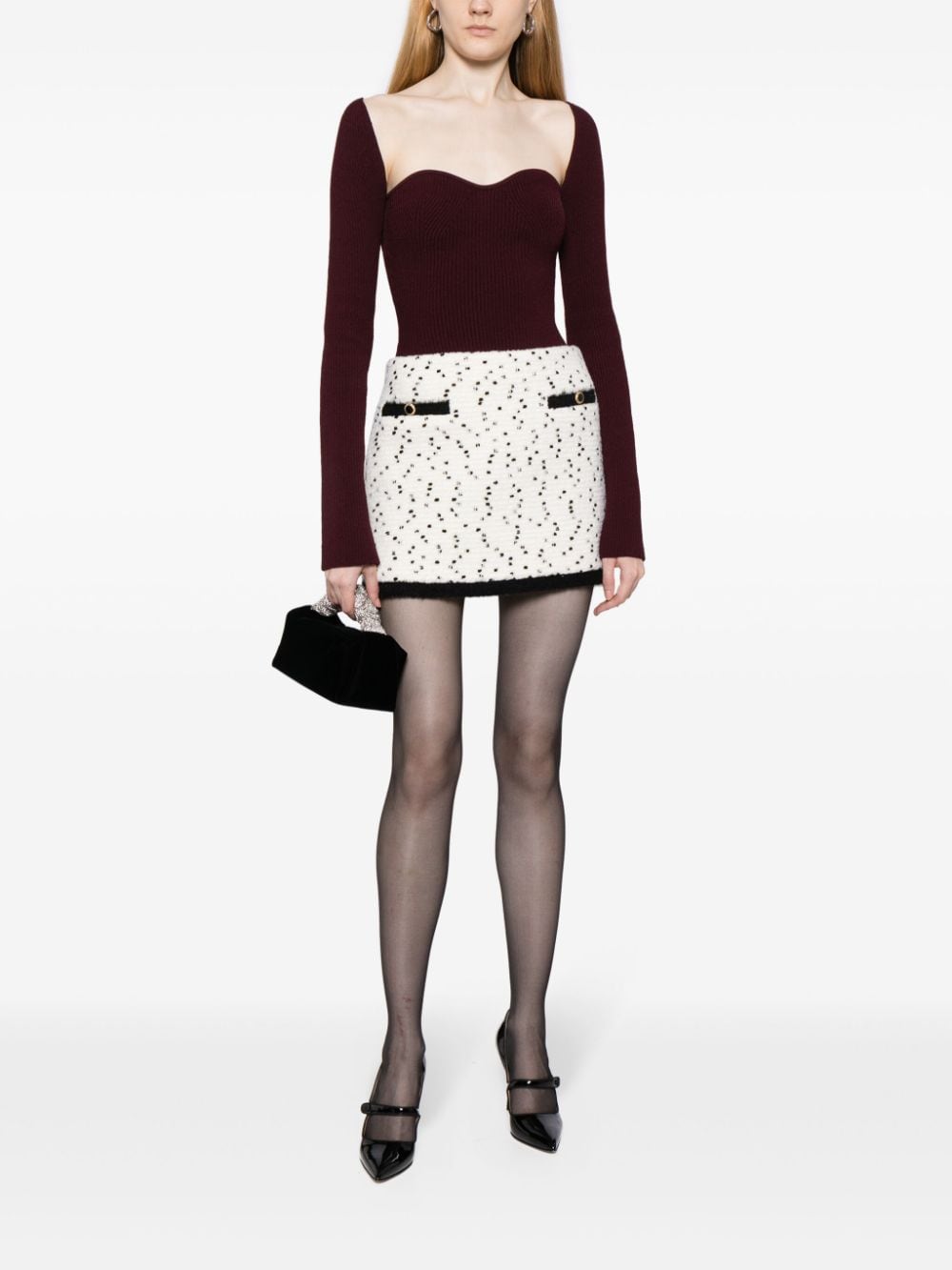 Alessandra Rich polka-dot contrast-trim miniskirt - Wit