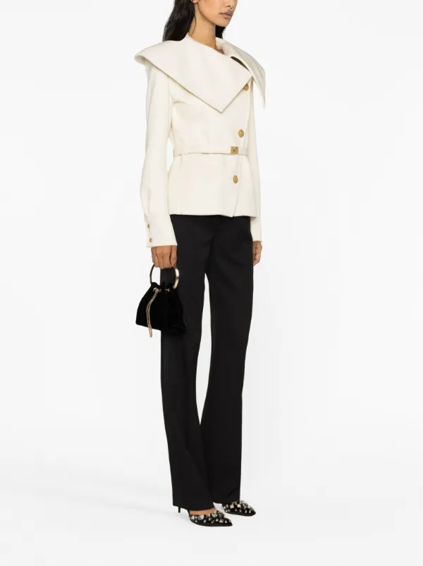 コート BALMAIN Woman Coat White BF0TE160WB72 0FA Balmain Belted Wool Jacket | White | FARFETCH