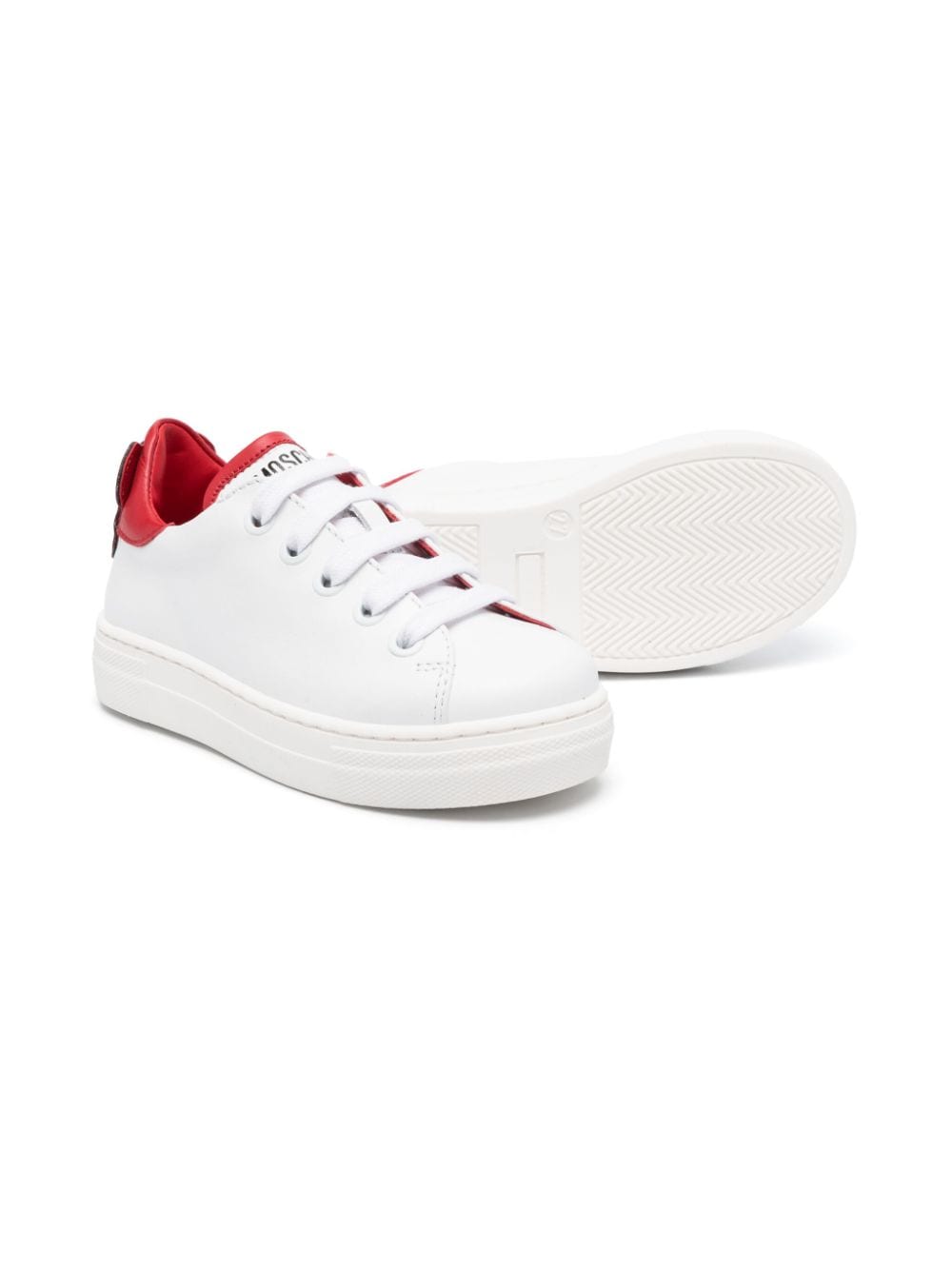 Image 2 of Moschino Kids Teddy-patch contrast-trim leather sneakers