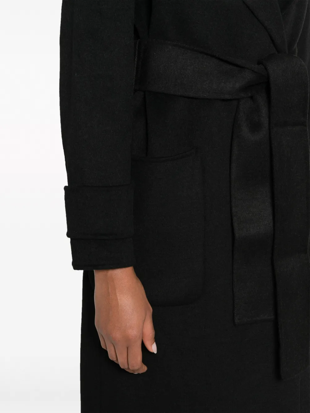 Liu •jo Hooded Tied-waist Coat In Black