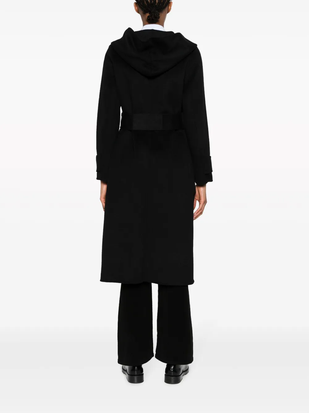 Liu •jo Hooded Tied-waist Coat In Black