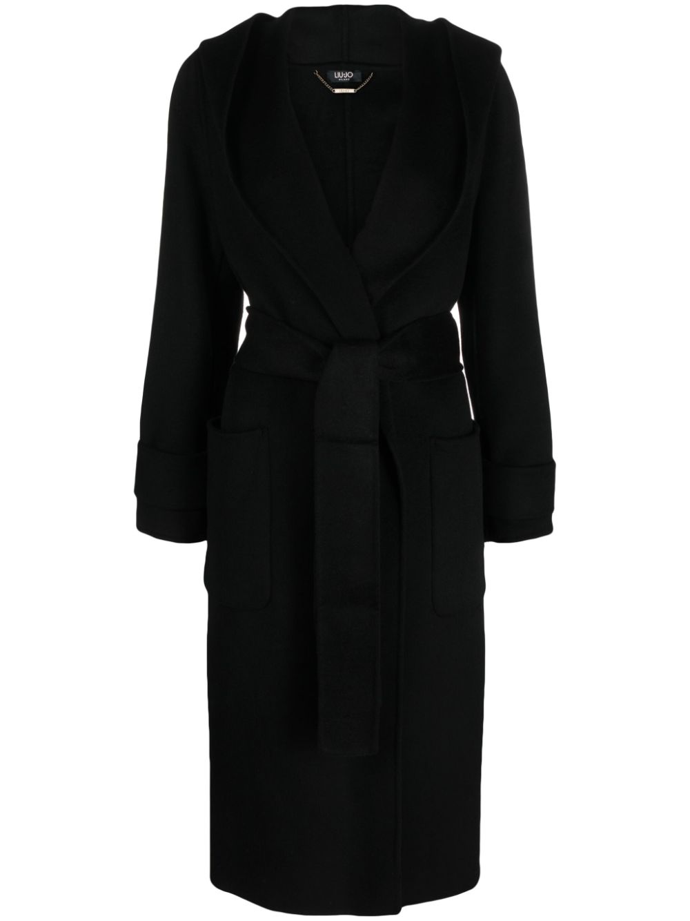 LIU JO hooded tied-waist coat - Black