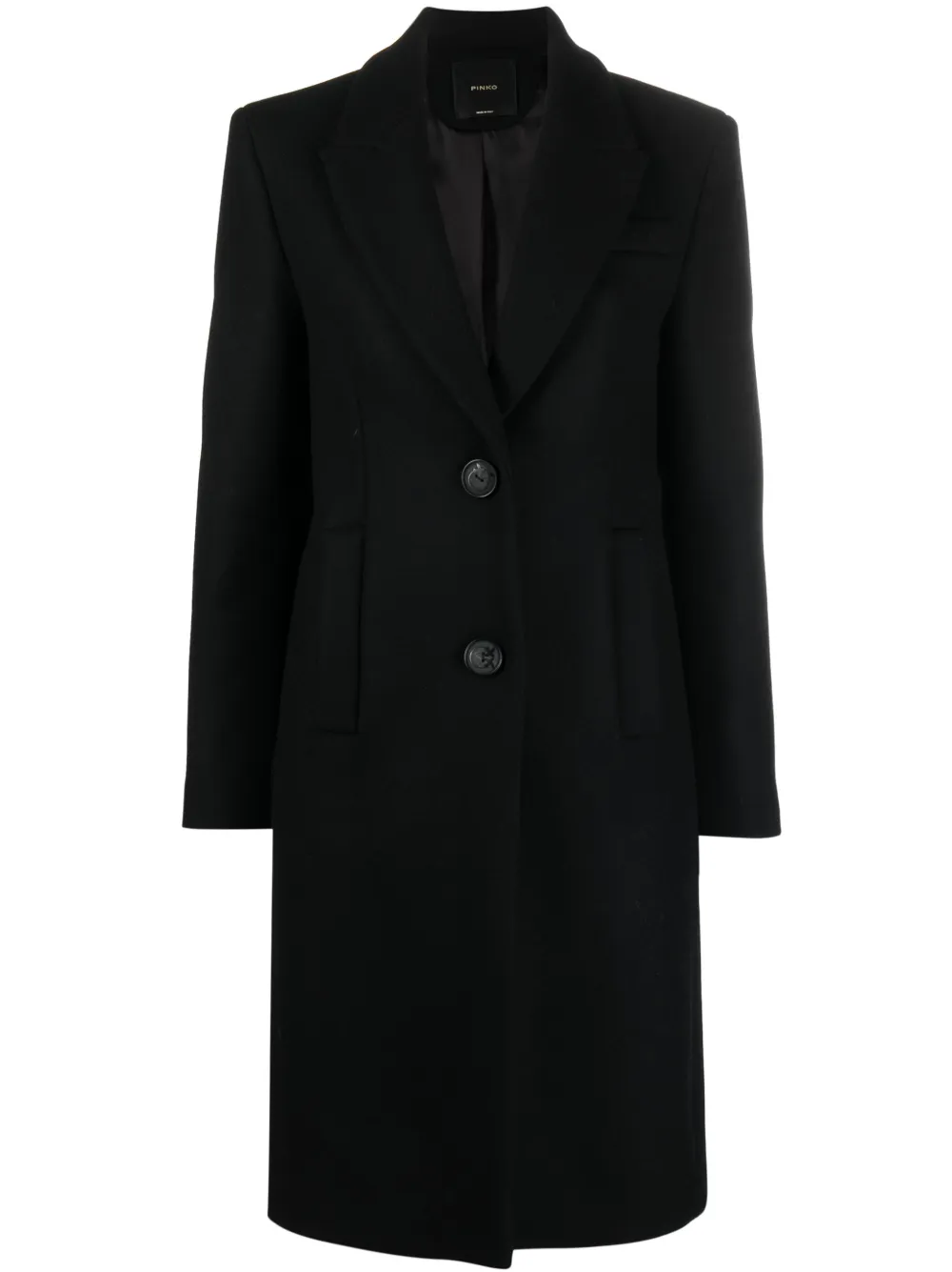 Pinko Single-breasted Wool-blend Coat In Black