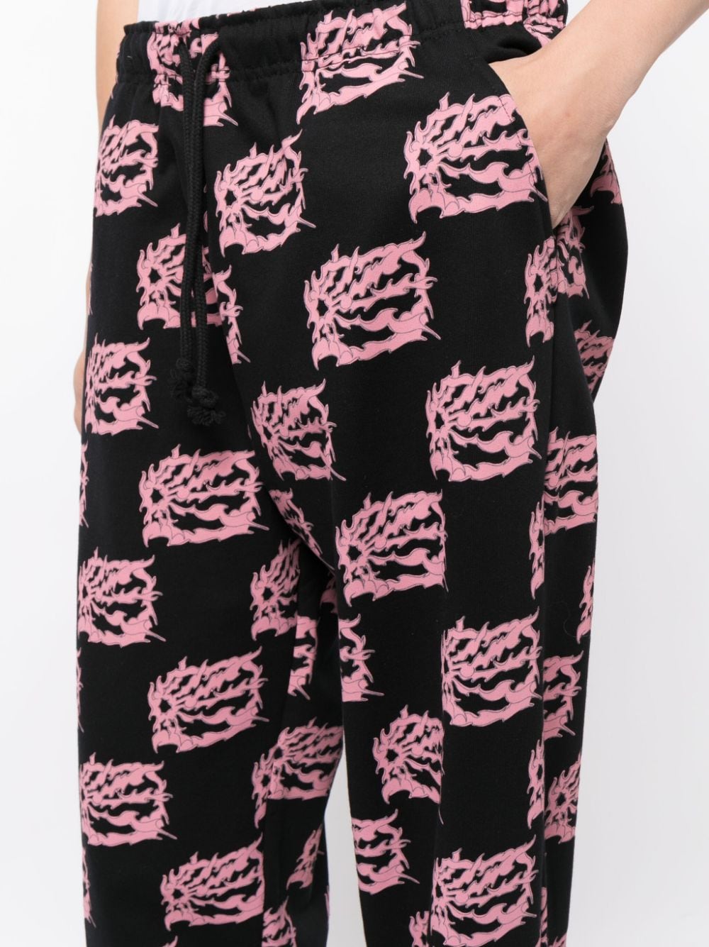 Shop Paccbet Graphic-print Cotton Track Pants In Black