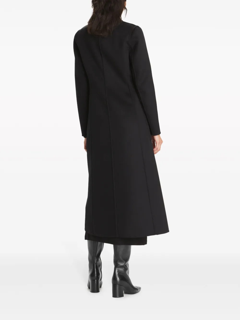 Shop Tory Burch Straight-point Collar Wool Coat In Black