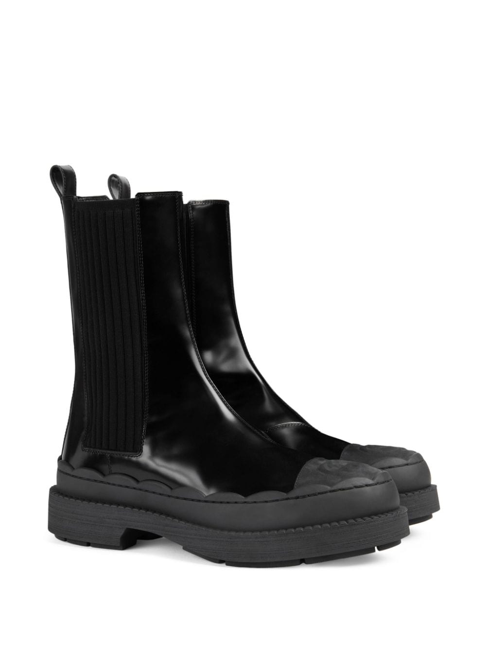 Shop Gucci Interlocking G-logo Leather Boots In Black