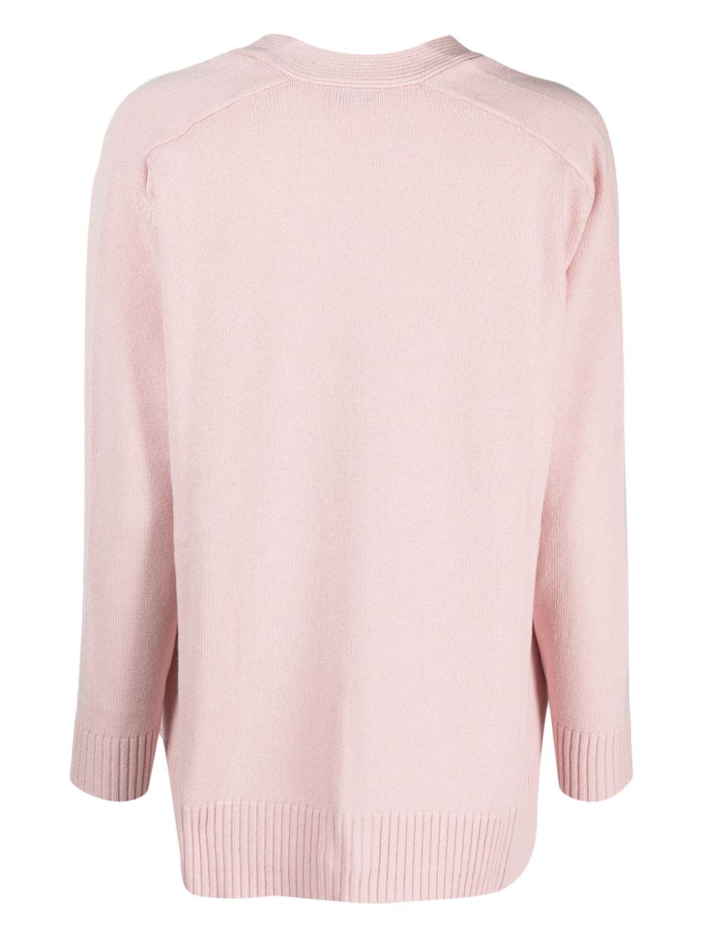 Shop Le Tricot Perugia V-neck Ribbed-knit Cardigan In Pink