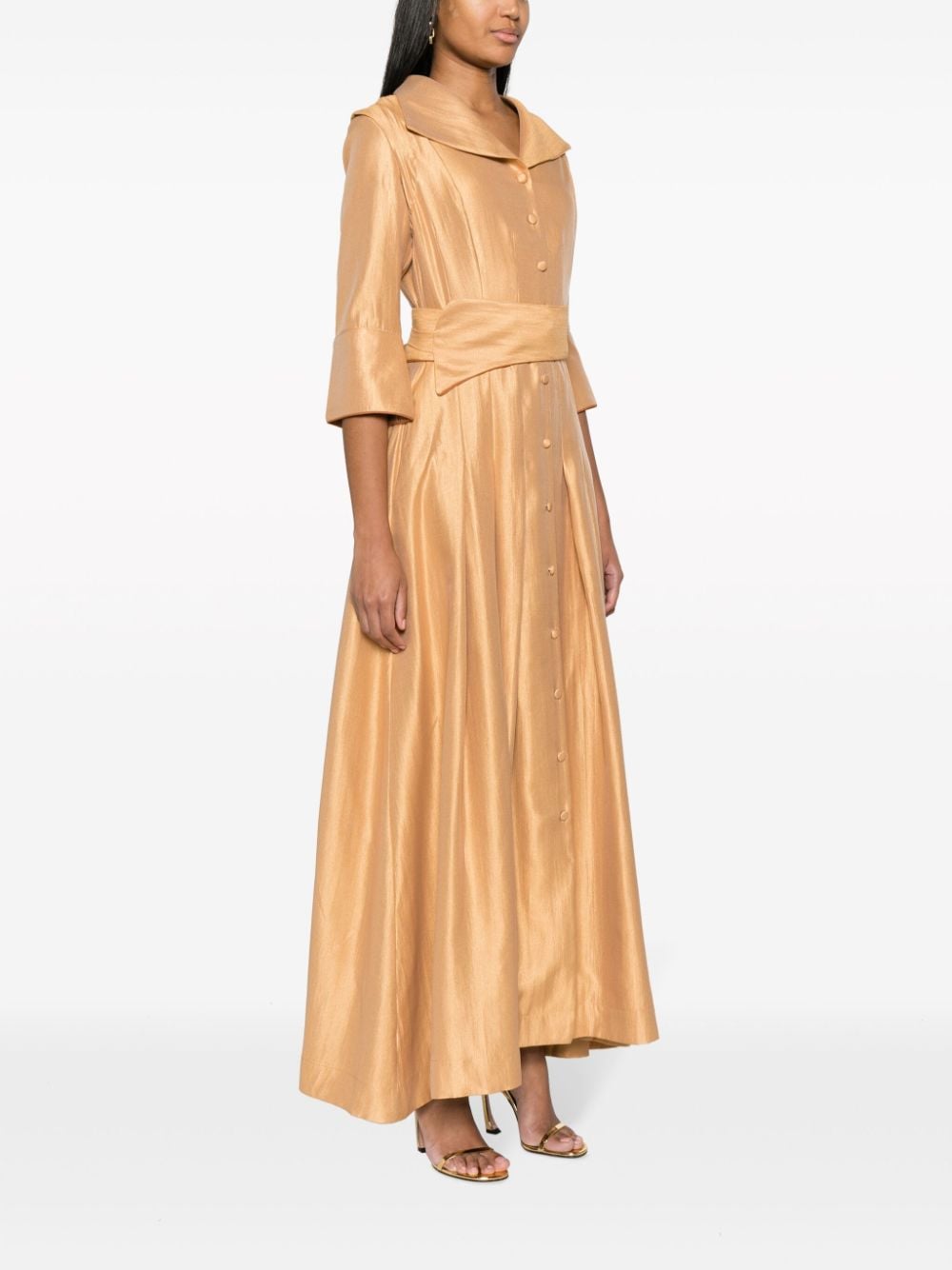 Shop Baruni Divine Belted Maxi Dress In Gold