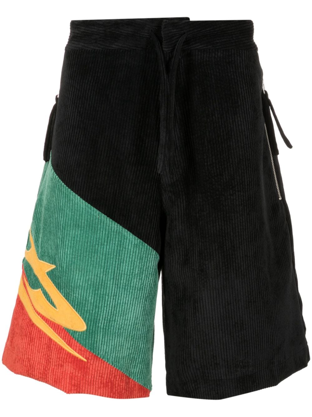 Piet Colour-block Corduroy Bermuda Shorts In Black