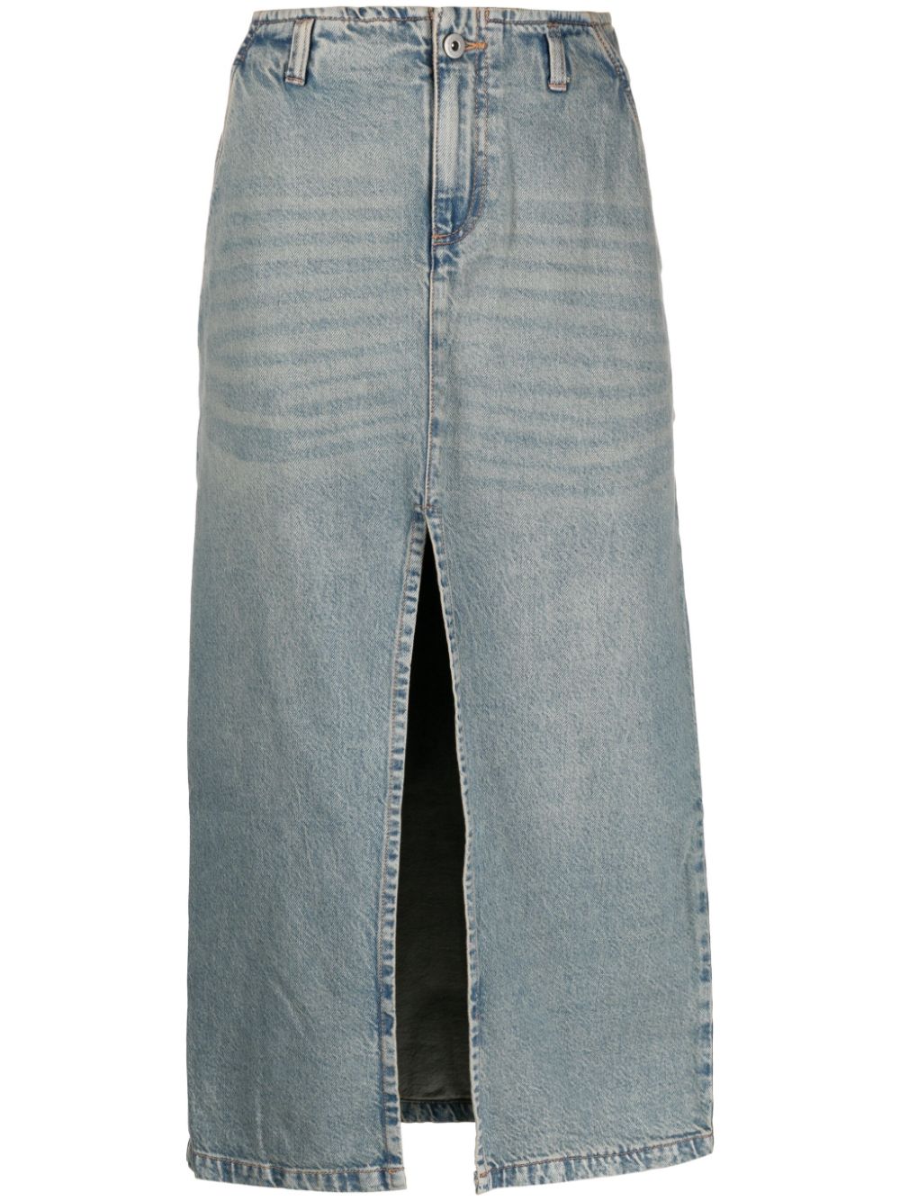 Gimaguas front-slit cotton denim midi skirt
