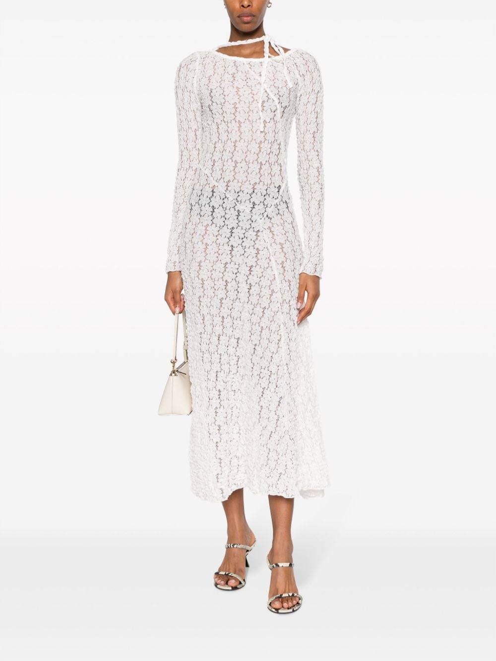 Shop Gimaguas Maggie Floral-lace Midi Dress In White