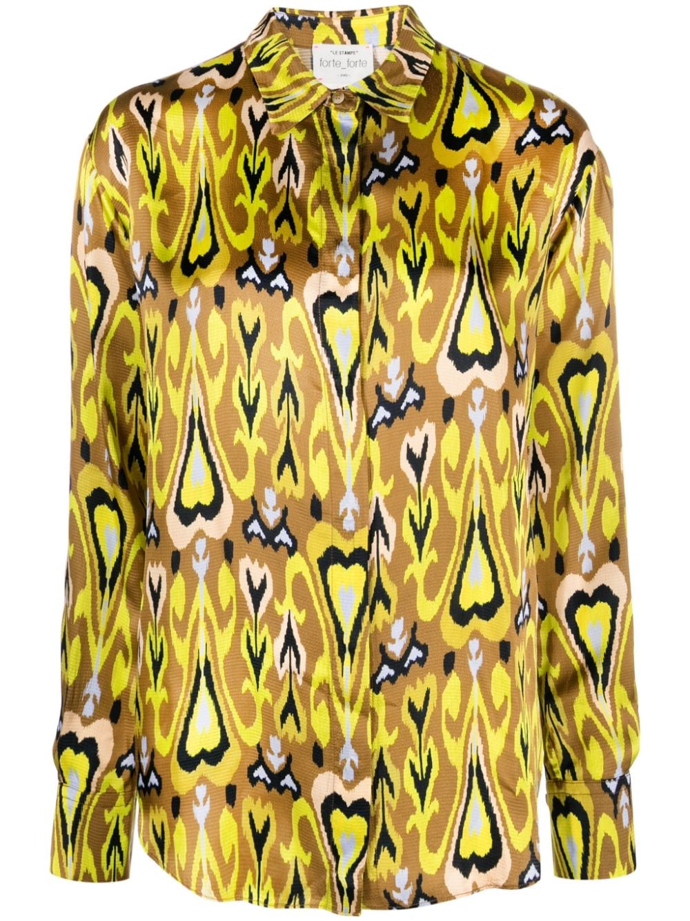 Shop Forte Forte Heart-print Satin Shirt In Yellow