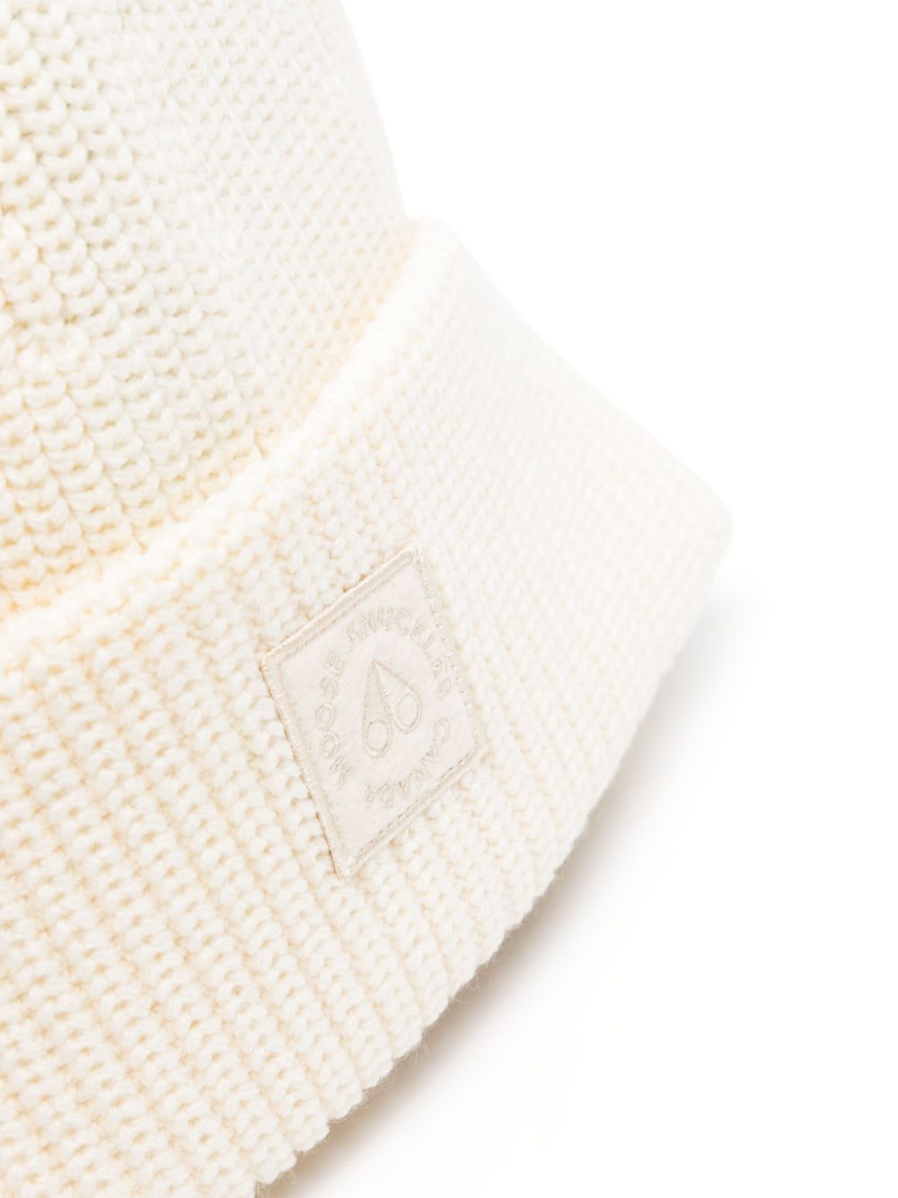 Shop Moose Knuckles Logo-patch Ribbed-knit Beanie In White
