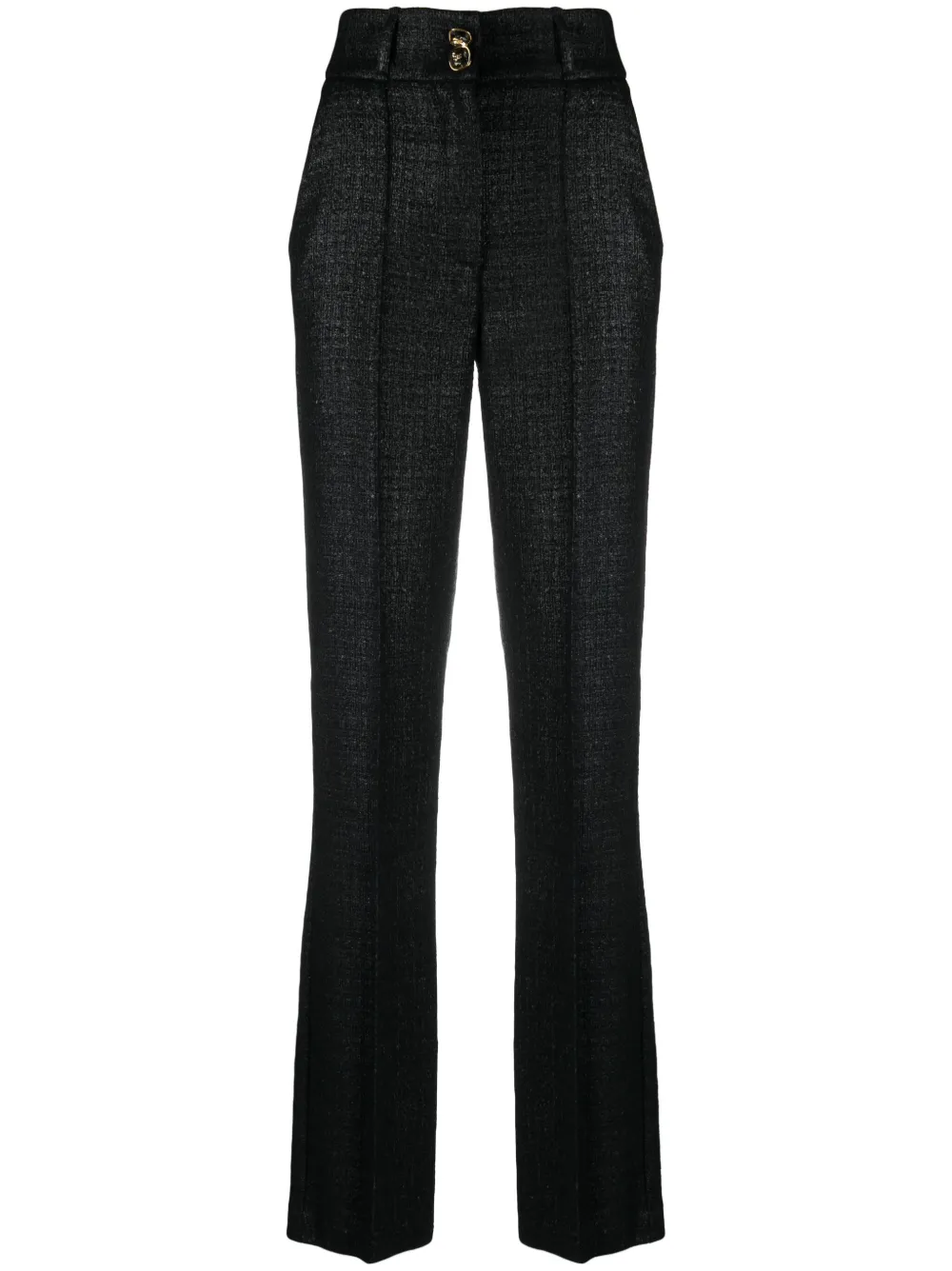 Elisabetta Franchi Crepe-texture High-waist Trousers In Black