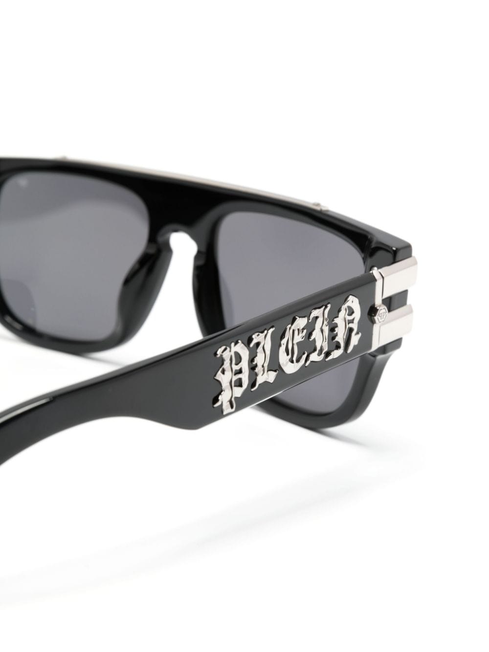Shop Philipp Plein Logo-plaque Square-frame Sunglasses In Black