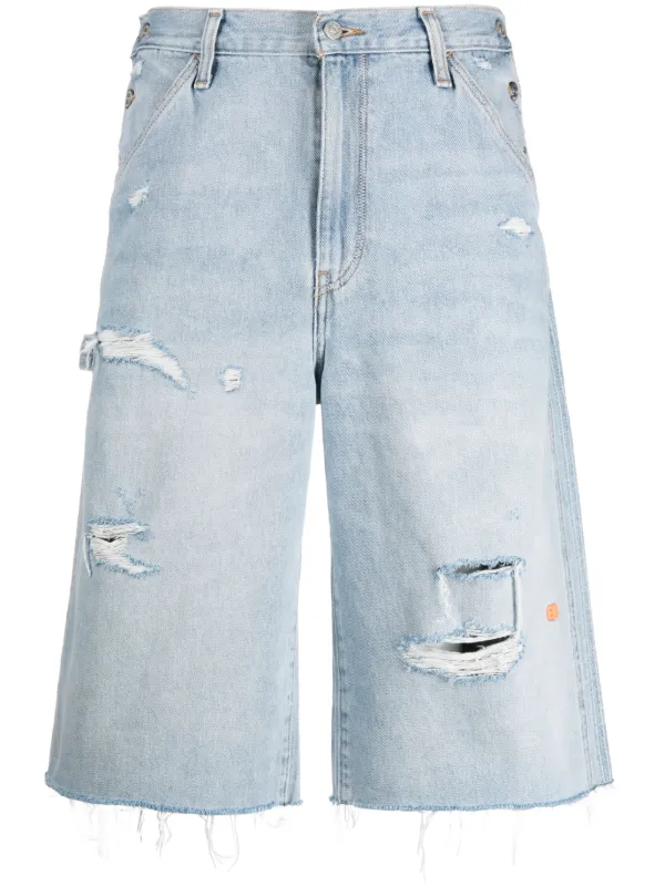Levi's frayed top denim shorts