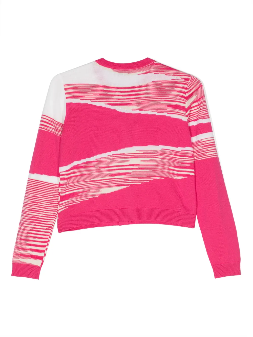 Missoni Kids two-tone intarsia-knit cardigan - Roze