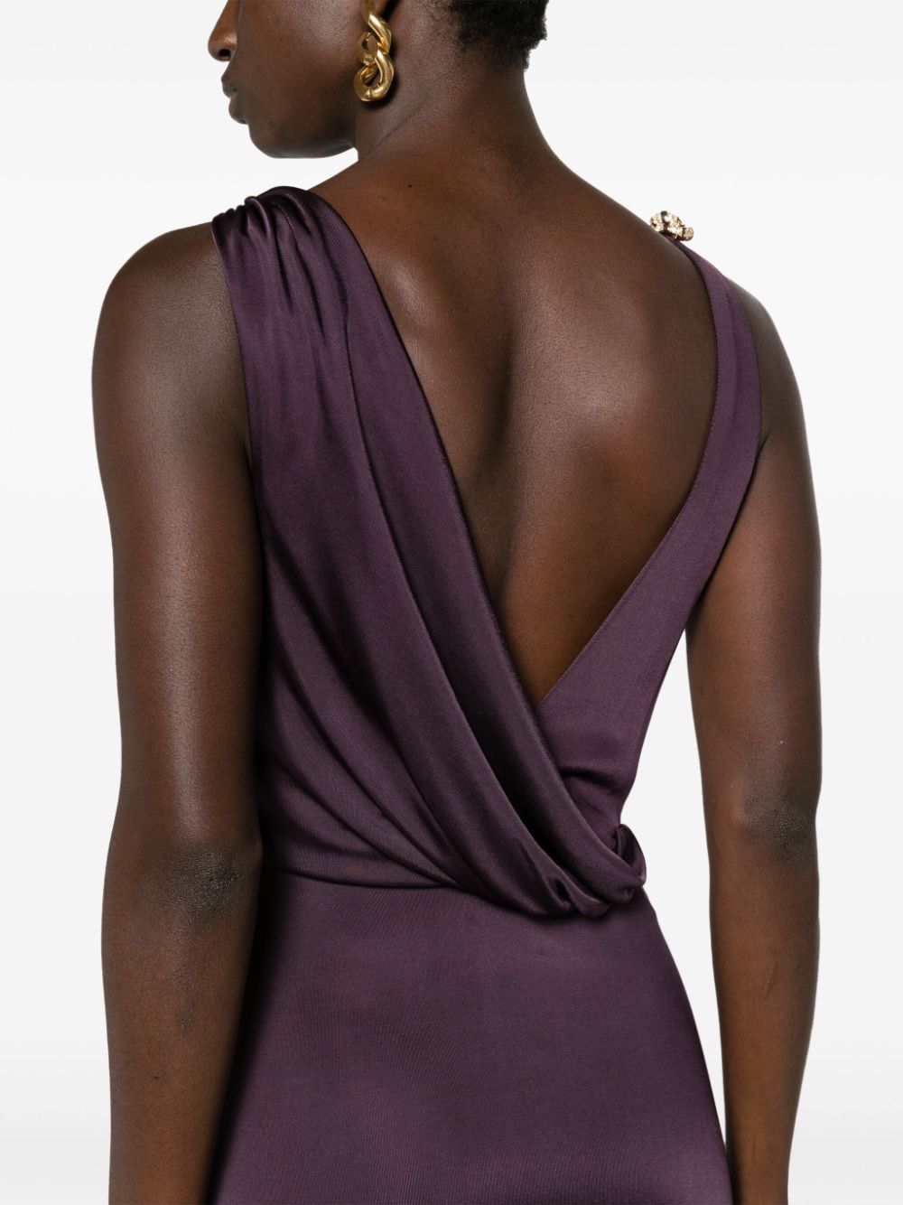 Shop Lanvin V-neck Sleeveless Maxi Dress In Purple