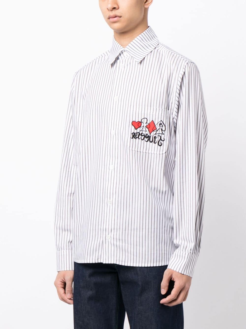 Shop Paccbet Logo-embroidered Striped Cotton Shirt In White