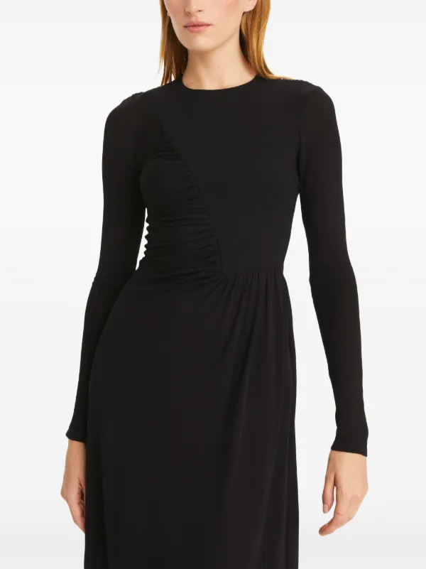 【送料 関税込】Tory Burch Long-sleeved midi dress Tory Burch long-sleeved ruched-detail Midi Dress | Black