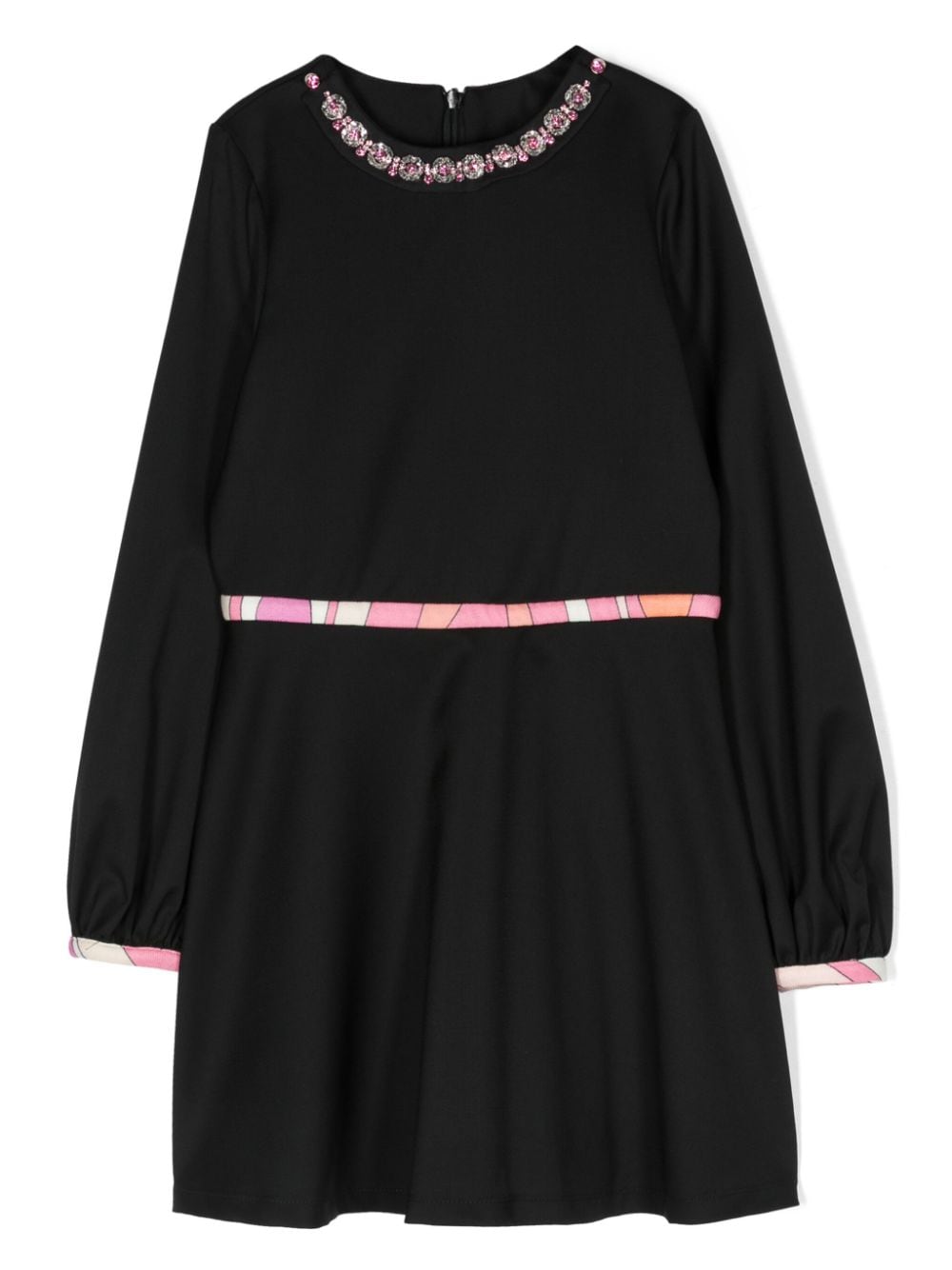 Pucci Junior Kids' Crystal-embellished Wool Dress In Black