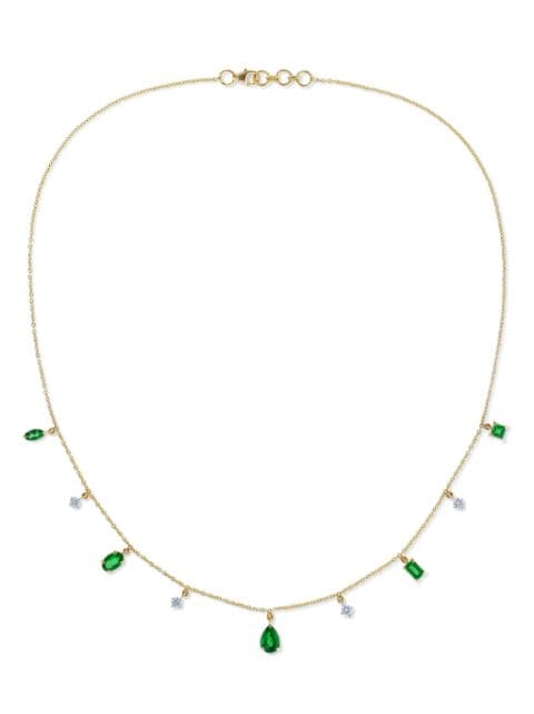 House of Meraki 18kt yellow gold Vania Mini emerald and diamond necklace
