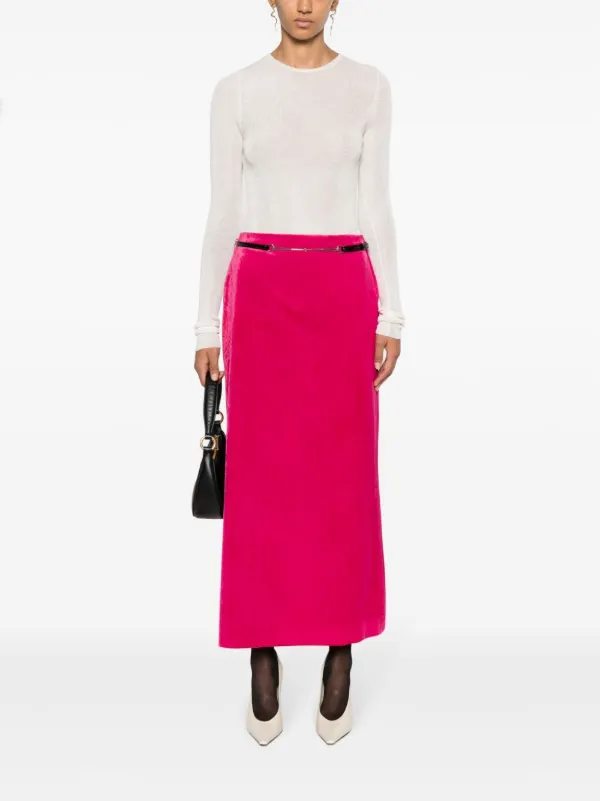 Gucci Belted Velvet Maxi Skirt | Pink | FARFETCH UK