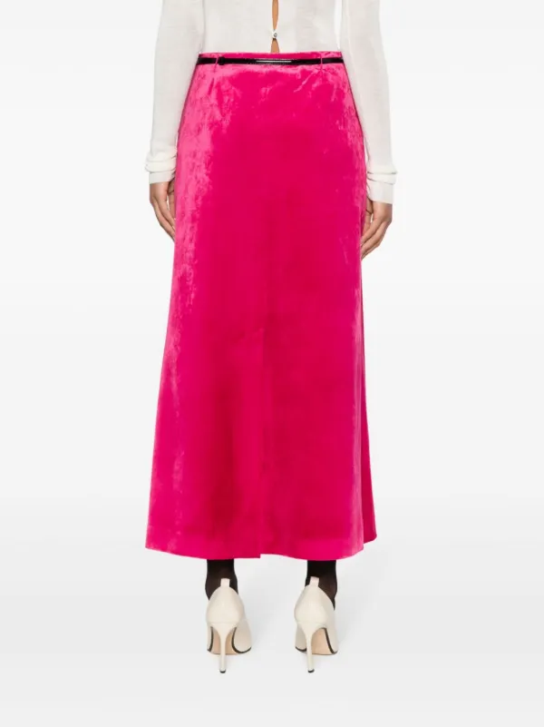Gucci Belted Velvet Maxi Skirt | Pink | FARFETCH