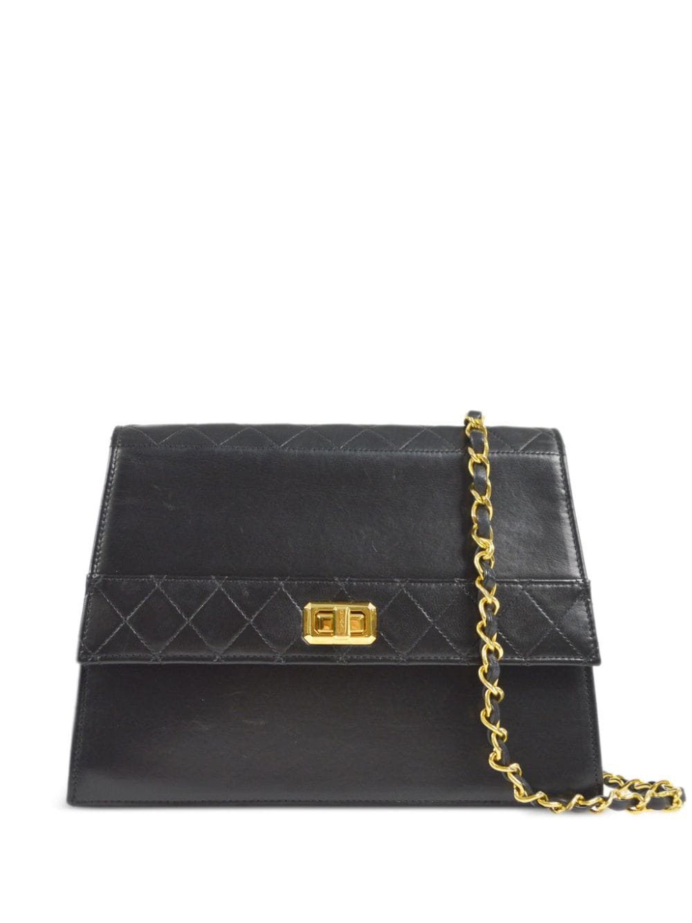 Chanel Vintage Square Stitch Kiss Lock Flap Bag Quilted Lambskin