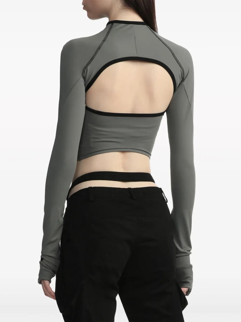 Hyein Seo Cut-out Zip-up Crop Top In Green