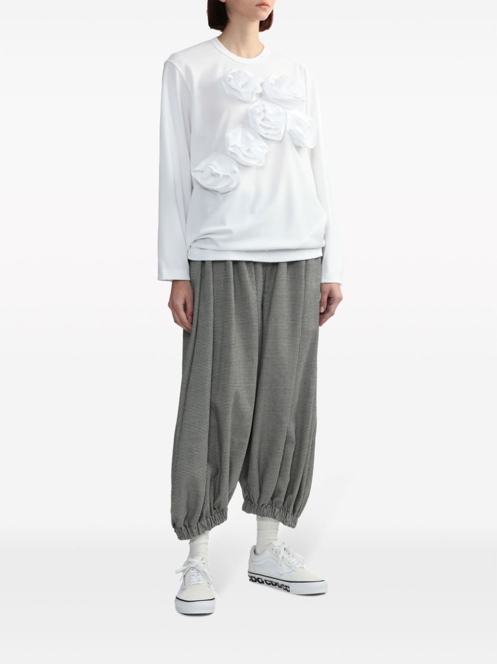 Comme Des Garçons check-pattern wool cropped trousers - Zwart