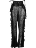 ESTER MANAS ruffled straight-leg lace trousers - Black