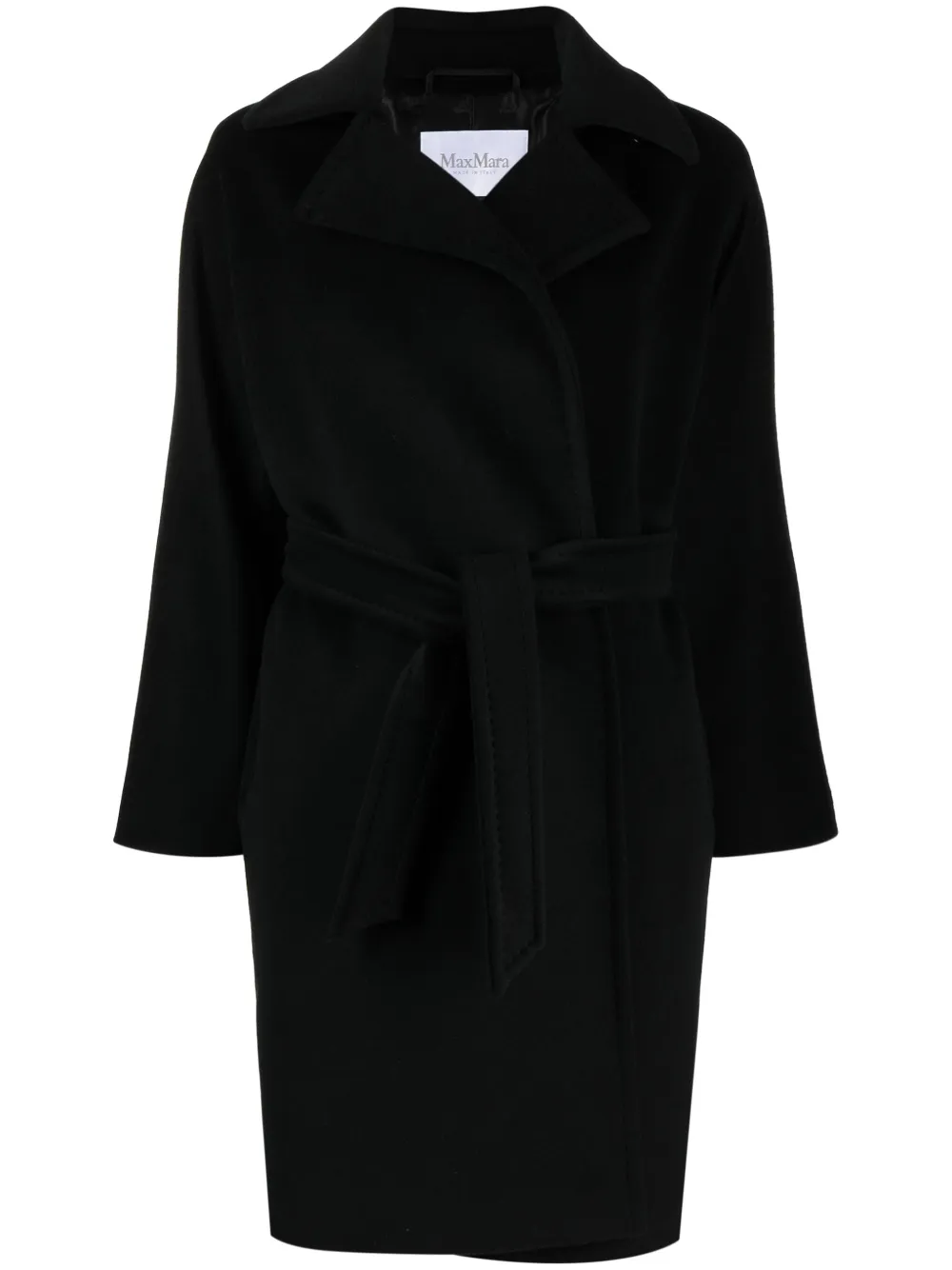 Max Mara Estella Virgin Wool-blend Belted Coat In Black