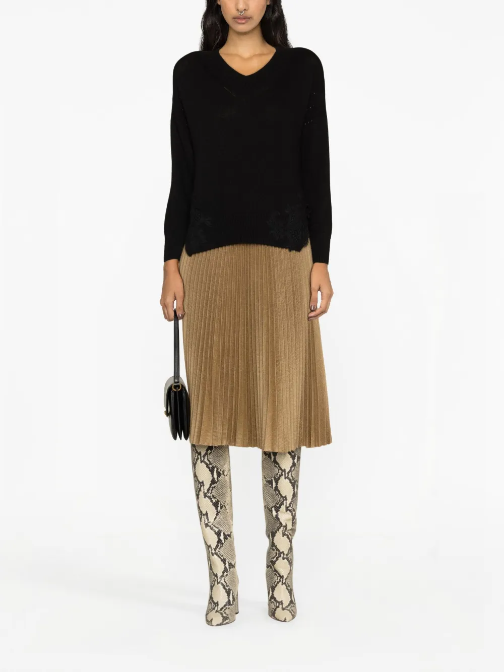 Ermanno Scervino Fijngebreide plooirok - Beige