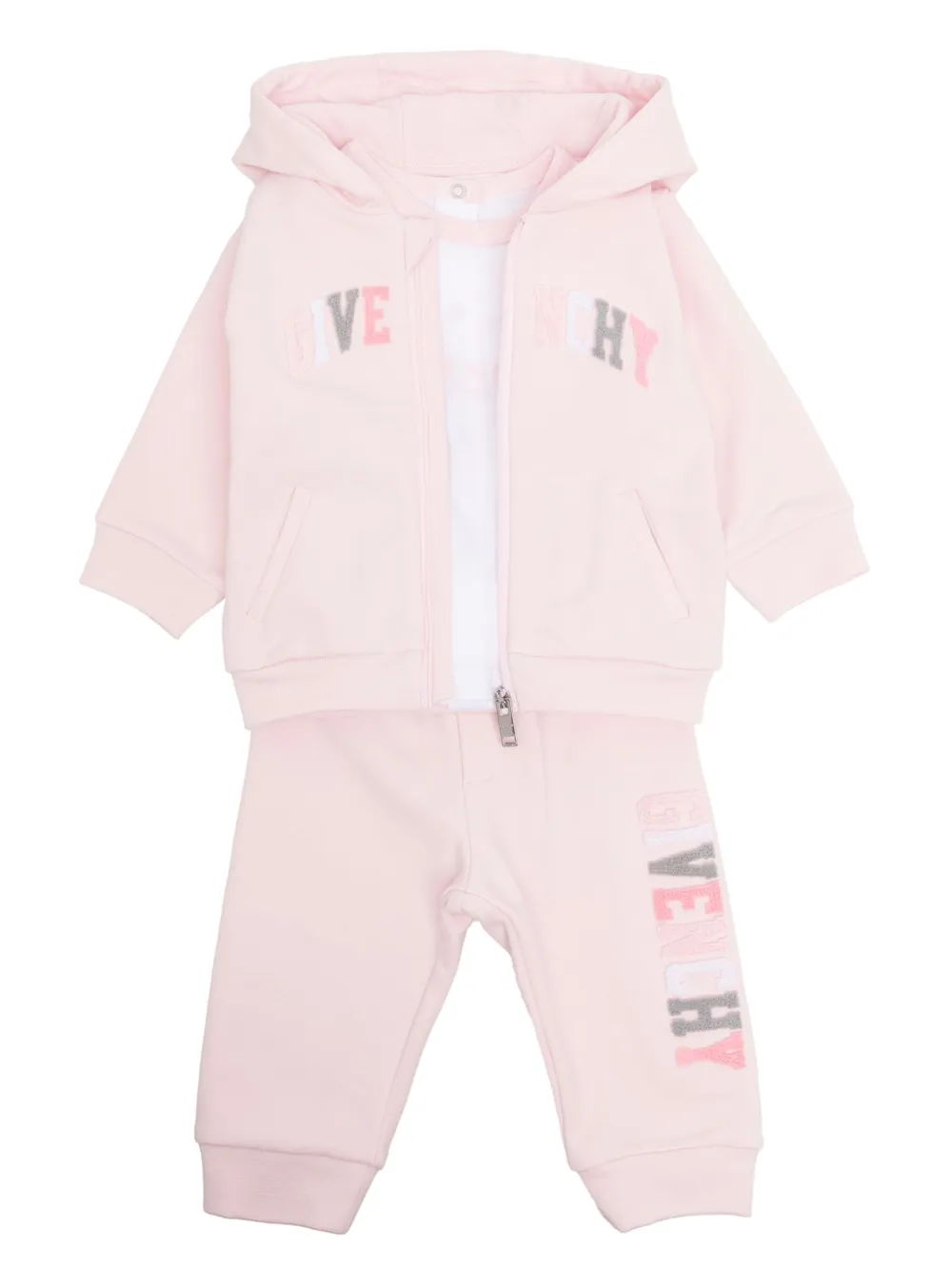 Givenchy Babies' Flocked-logo Tracksuit (set Of Three) In Pink