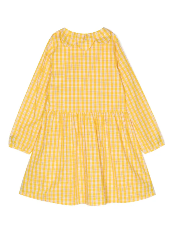 Kenzo Kids check pattern Cotton Shirtdress Yellow