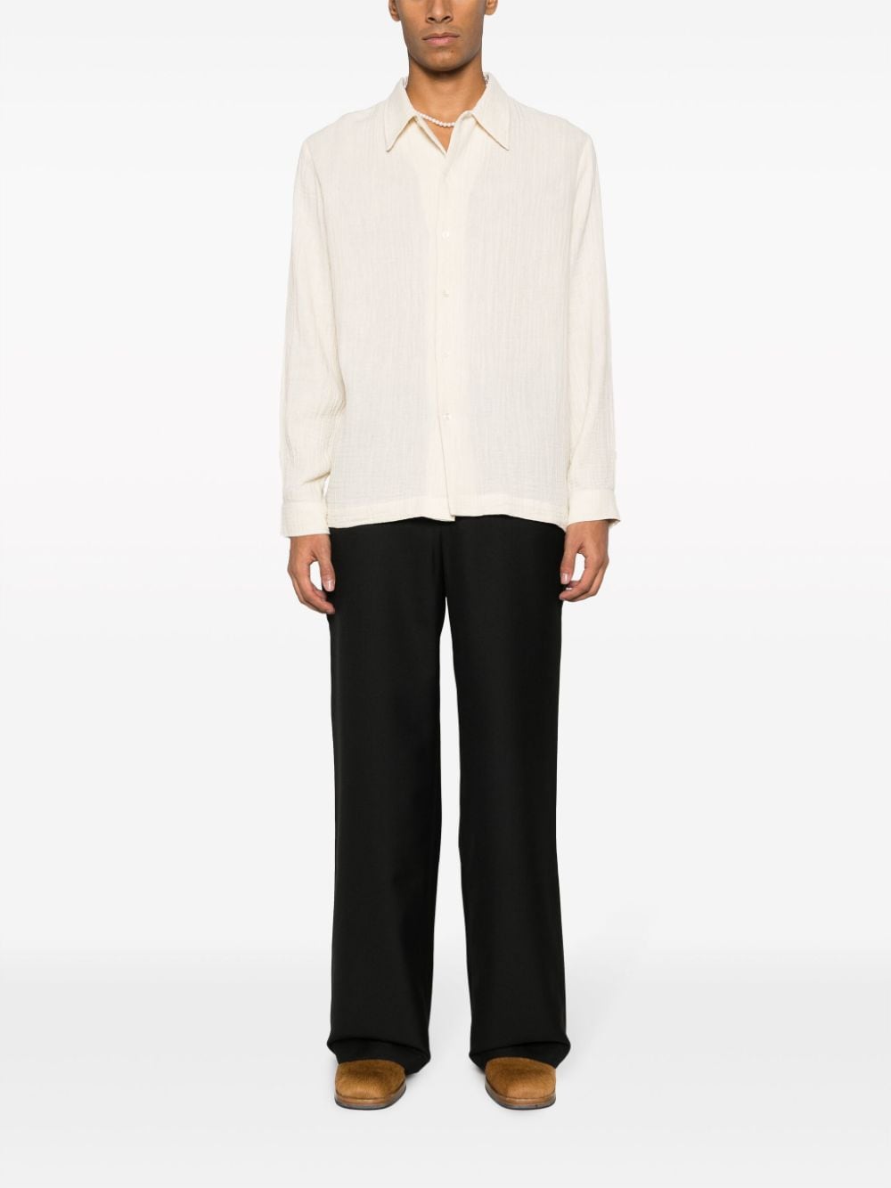 Shop Séfr Ripley Cheesecloth Cotton Shirt In White