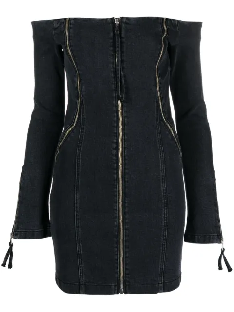 Blumarine off-shoulder zip-up denim dress