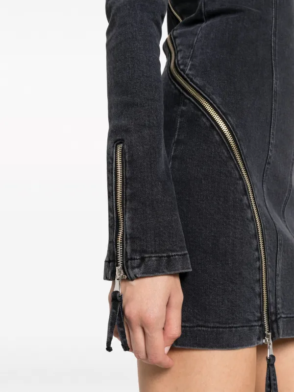 Blumarine off-shoulder zip-up Denim Dress Black FARFETCH ID